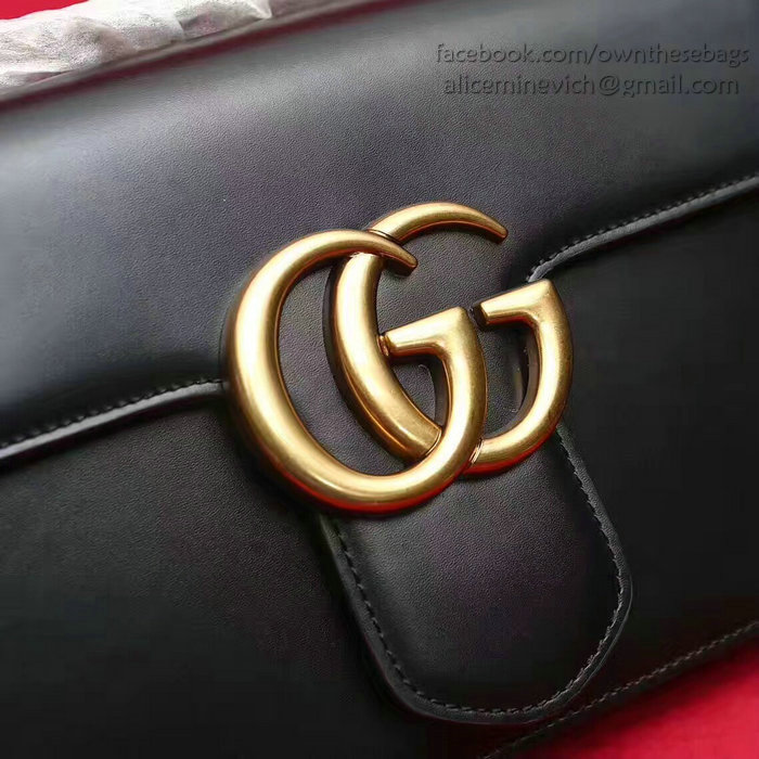 Gucci GG Marmont Leather Shoulder Bag Black 431777