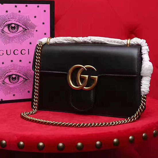 Gucci GG Marmont Leather Shoulder Bag Black 431777