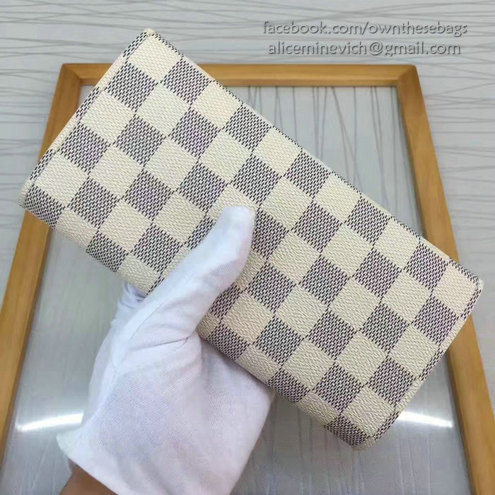 Louis Vuitton Damier Azur Canvas Emilie Wallet Rose Ballerine N41625