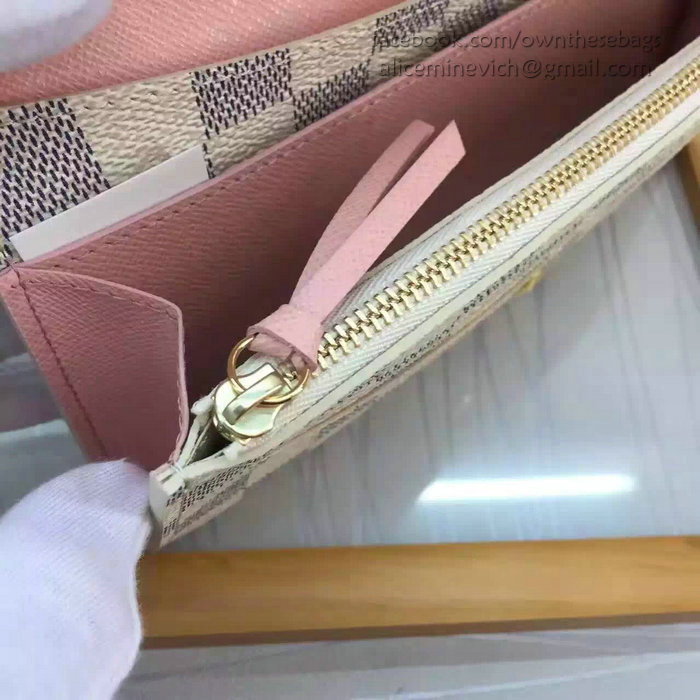 Louis Vuitton Damier Azur Canvas Emilie Wallet Rose Ballerine N41625