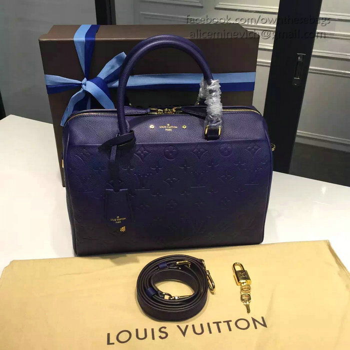 Louis Vuitton Monogram Empreinte Speedy Bandouliere Blue M42406