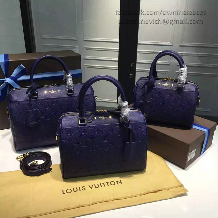 Louis Vuitton Monogram Empreinte Speedy Bandouliere Blue M42406