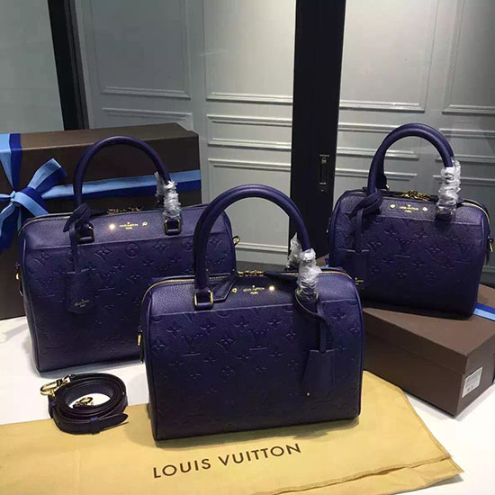 Louis Vuitton Monogram Empreinte Speedy Bandouliere Blue M42406