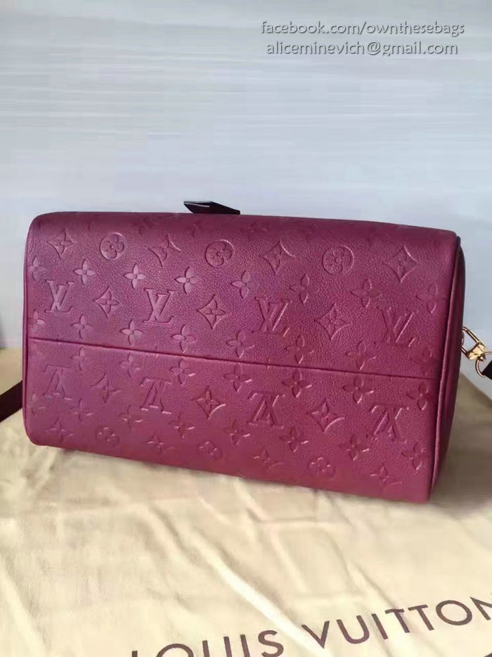 Louis Vuitton Monogram Empreinte Speedy Bandouliere Burgundy M42406