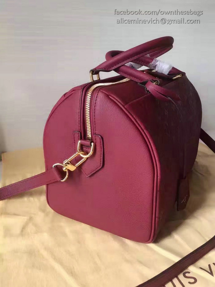 Louis Vuitton Monogram Empreinte Speedy Bandouliere Burgundy M42406