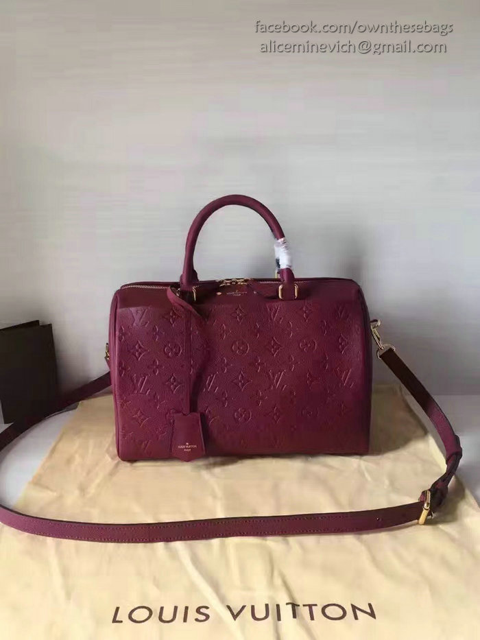 Louis Vuitton Monogram Empreinte Speedy Bandouliere Burgundy M42406