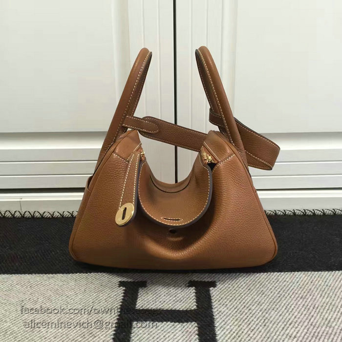 Hermes Lindy 26 Bag Brown Togo Calfskin Leather HLD2630