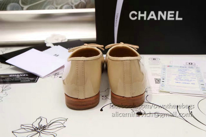 Chanel Beige Patent Leather Ballet Flats CH1630