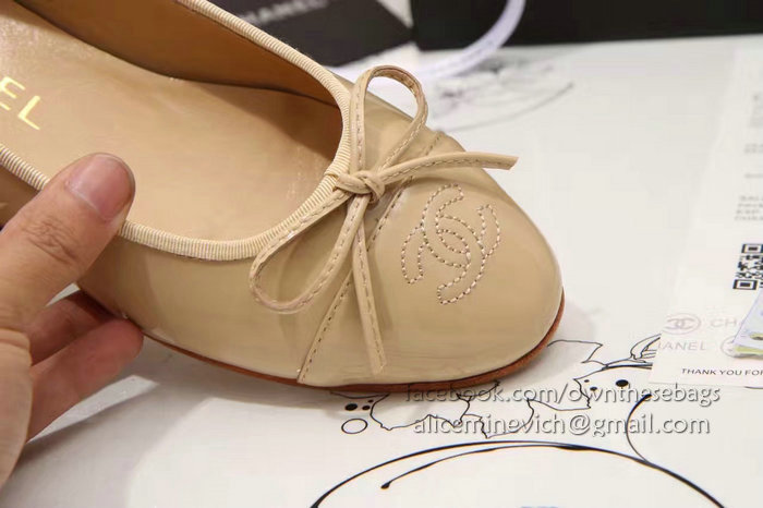 Chanel Beige Patent Leather Ballet Flats CH1630