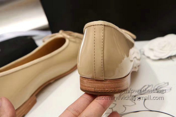 Chanel Beige Patent Leather Ballet Flats CH1630