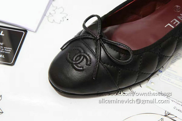 Chanel Black Lambskin Ballet Red Insole CH1640