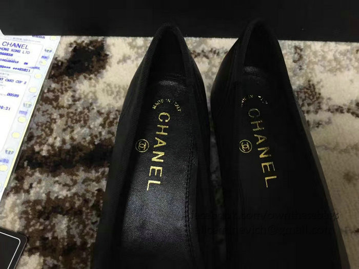 Chanel Lambskin Ballet Flats Black Cap Toe CH1620