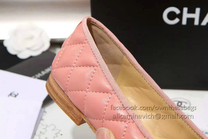 Chanel Pink Lambskin Ballet Flats Cap Toe CH1640