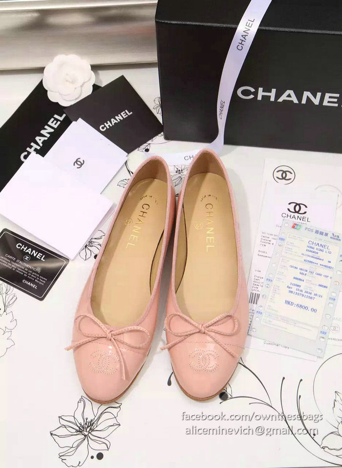 Chanel Pink Patent Leather Ballet Flats CH1630