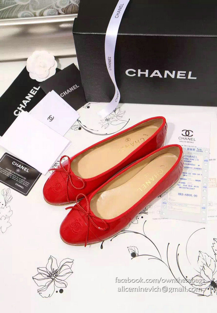 Chanel Red Patent Leather Ballet Flats CH1630