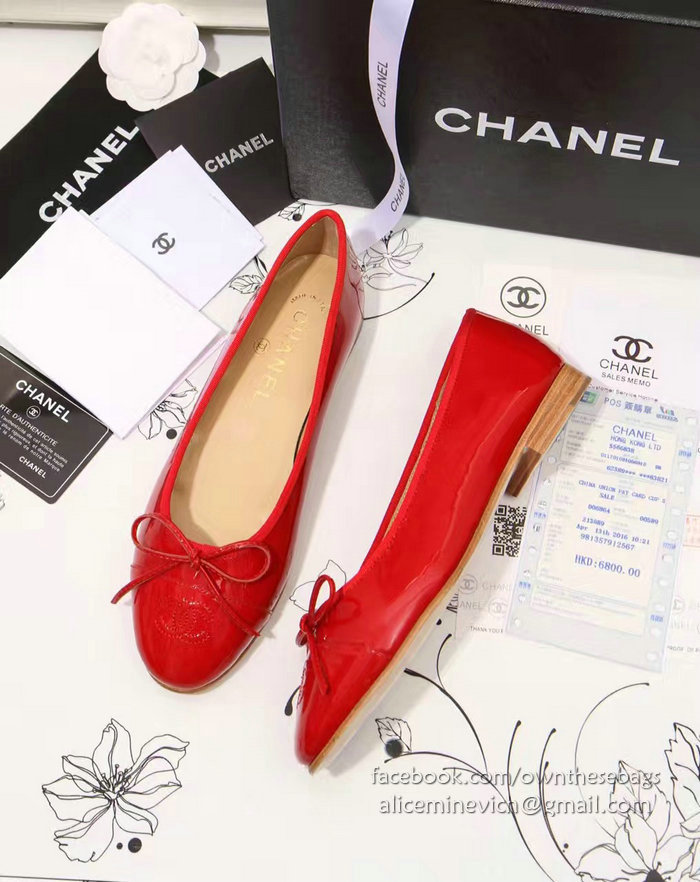 Chanel Red Patent Leather Ballet Flats CH1630