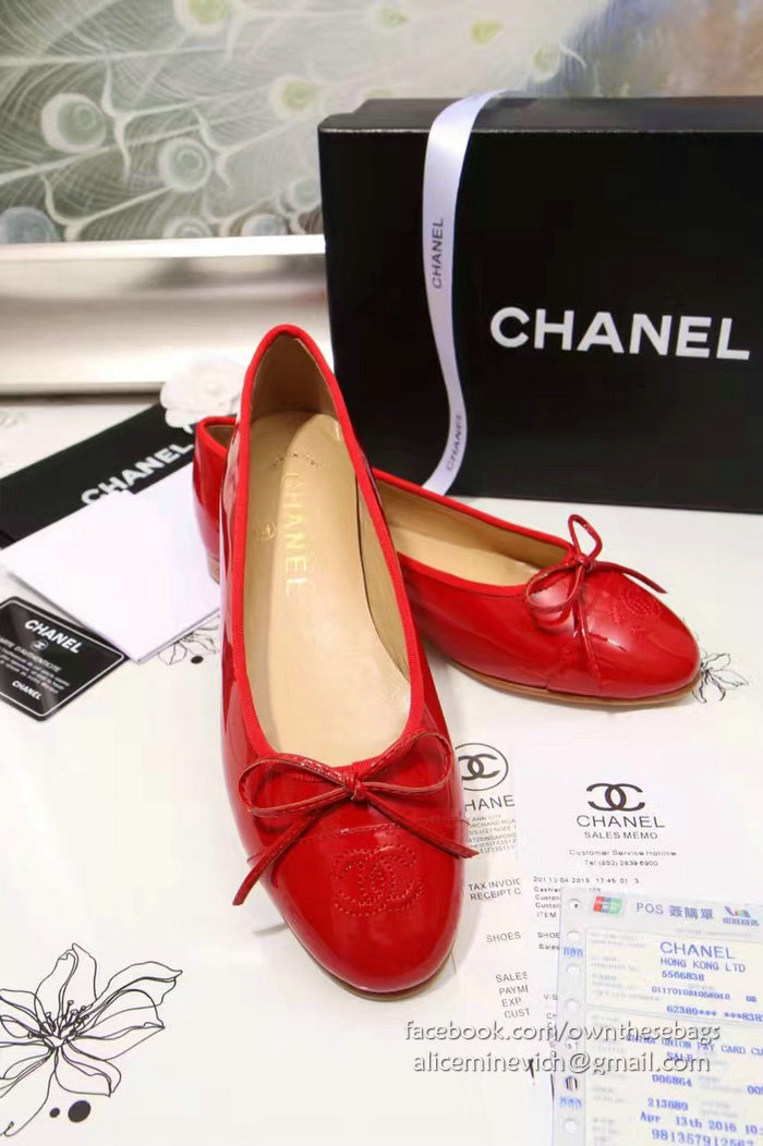 Chanel Red Patent Leather Ballet Flats CH1630