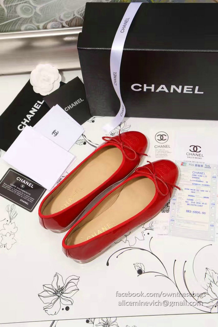 Chanel Red Patent Leather Ballet Flats CH1630