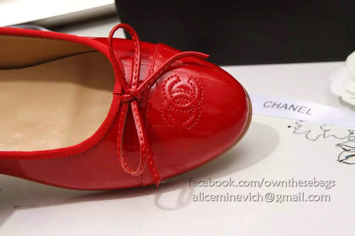 Chanel Red Patent Leather Ballet Flats CH1630