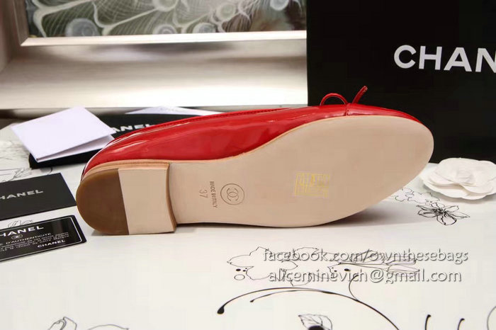 Chanel Red Patent Leather Ballet Flats CH1630