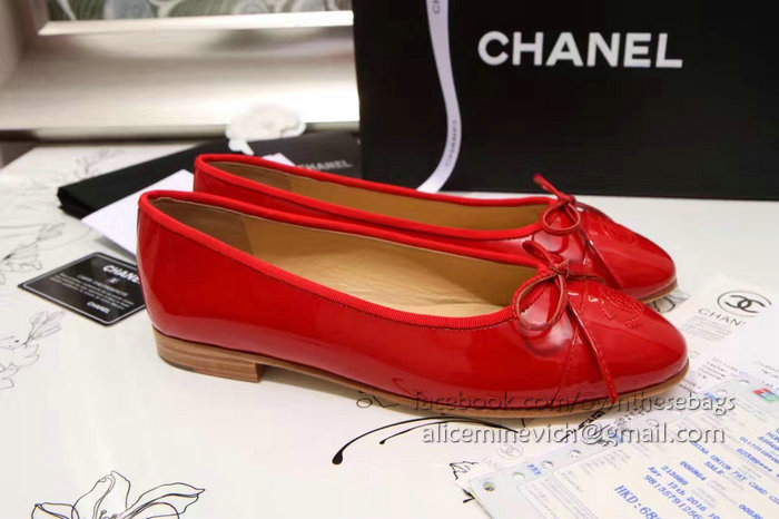 Chanel Red Patent Leather Ballet Flats CH1630