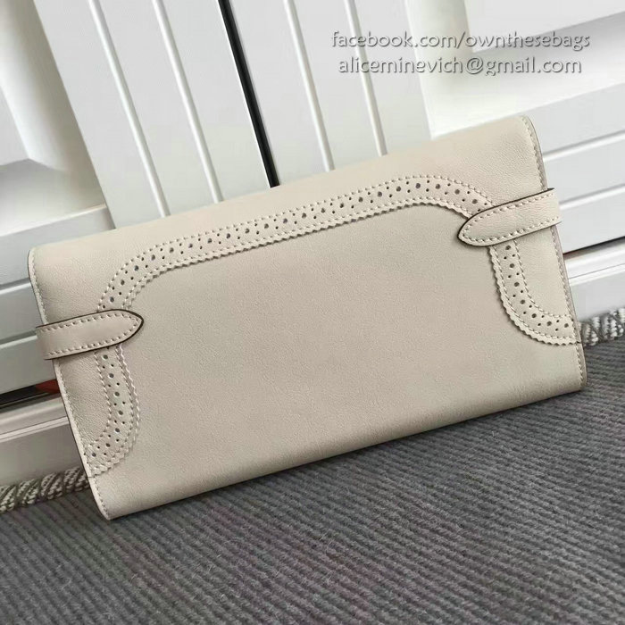 Hermes Kelly Clutch Bag in Off-white Swift Leather HK1210