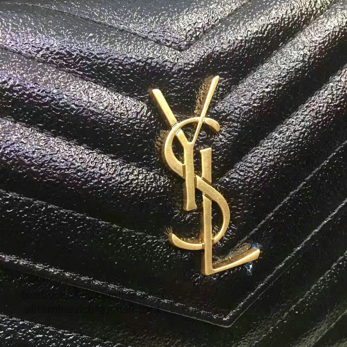 Saint Laurent Envelope Chain Wallet in Black Grained Calfskin 201120