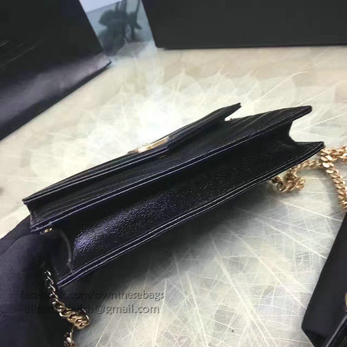 Saint Laurent Envelope Chain Wallet in Black Grained Calfskin 201120