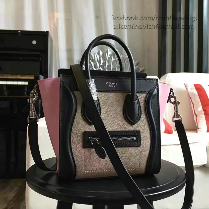 Celine Nano Luggage Beige&Pink Original Leather CL112510