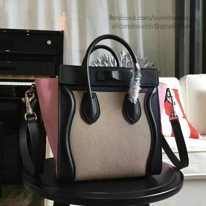 Celine Nano Luggage Beige&Pink Original Leather CL112510