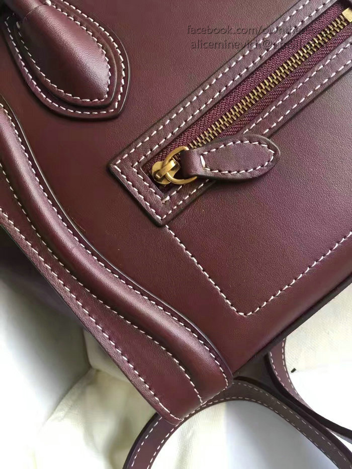 Celine Nano Luggage Burgundy Original Leather CL112510