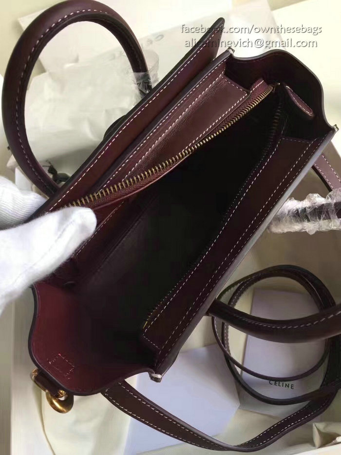 Celine Nano Luggage Burgundy Original Leather CL112510