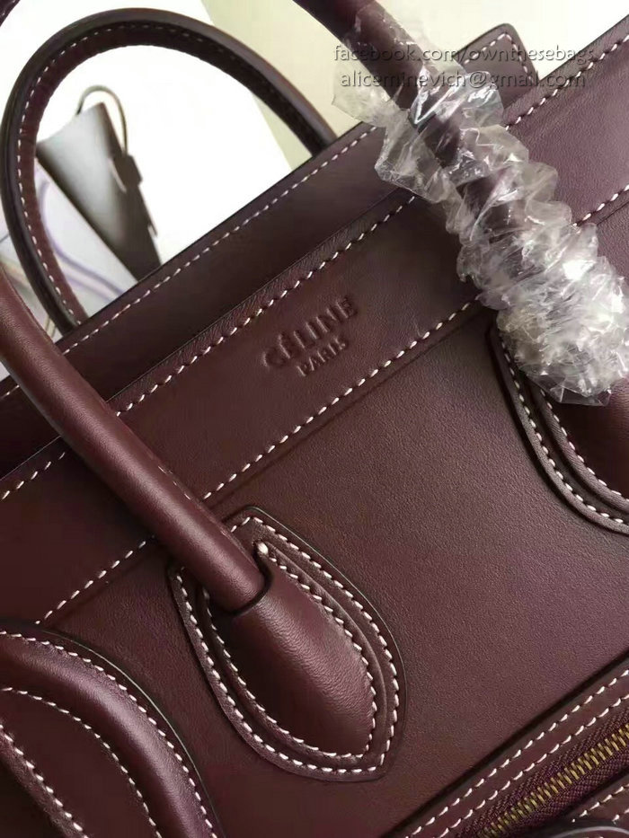 Celine Nano Luggage Burgundy Original Leather CL112510