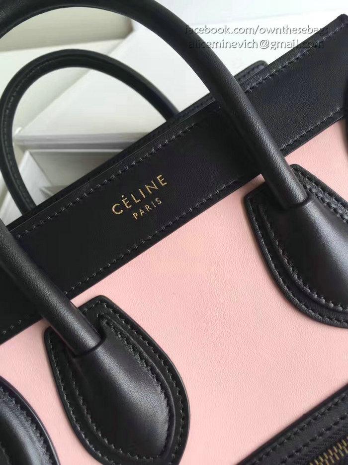 Celine Nano Luggage Pink&Off-white Original Leather CL112510