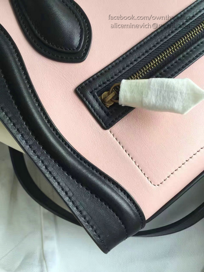 Celine Nano Luggage Pink&Off-white Original Leather CL112510