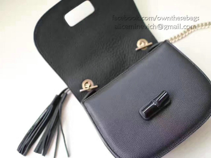 Gucci Miss Bamboo Soft Black Leather Shoulder Bag 387610