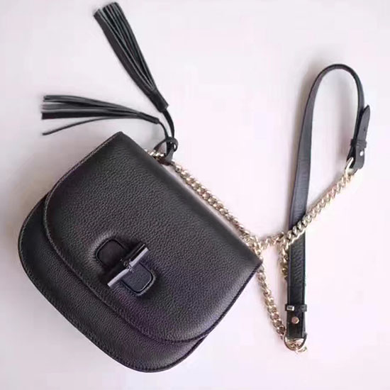 Gucci Miss Bamboo Soft Black Leather Shoulder Bag 387610