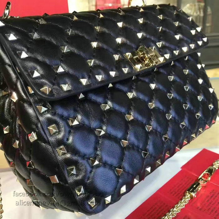 Valentino Garavani Rockstud Spike Bag Black Lambskin V1124