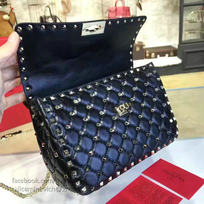 Valentino Garavani Rockstud Spike Bag Black Lambskin V1124