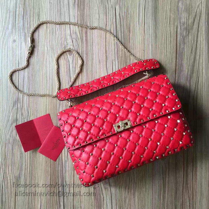 Valentino Garavani Rockstud Spike Bag Red Lambskin V1124