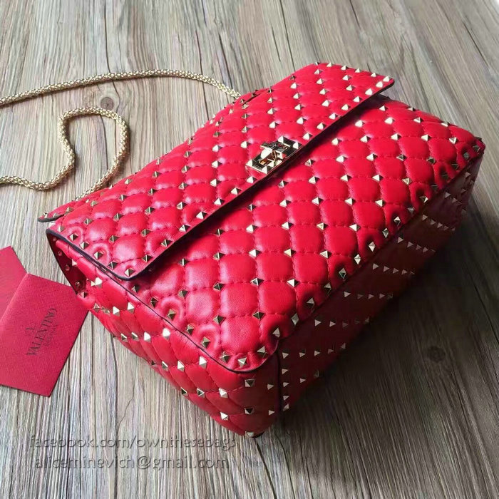 Valentino Garavani Rockstud Spike Bag Red Lambskin V1124