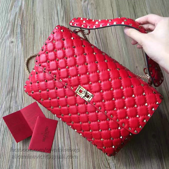 Valentino Garavani Rockstud Spike Bag Red Lambskin V1124