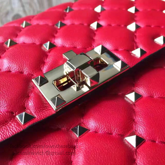 Valentino Garavani Rockstud Spike Bag Red Lambskin V1124