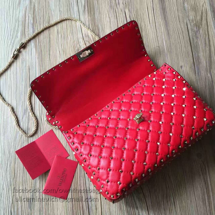 Valentino Garavani Rockstud Spike Bag Red Lambskin V1124