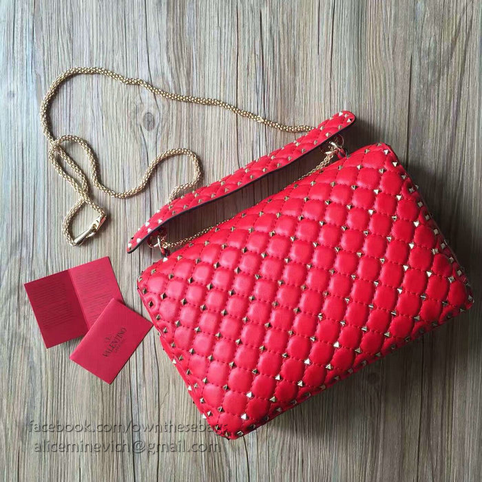 Valentino Garavani Rockstud Spike Bag Red Lambskin V1124