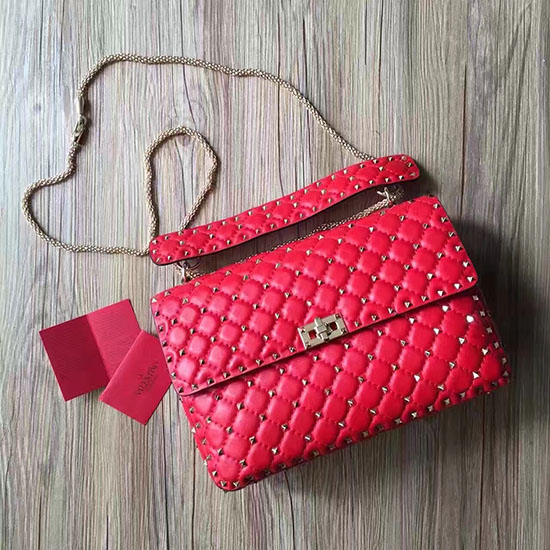 Valentino Garavani Rockstud Spike Bag Red Lambskin V1124