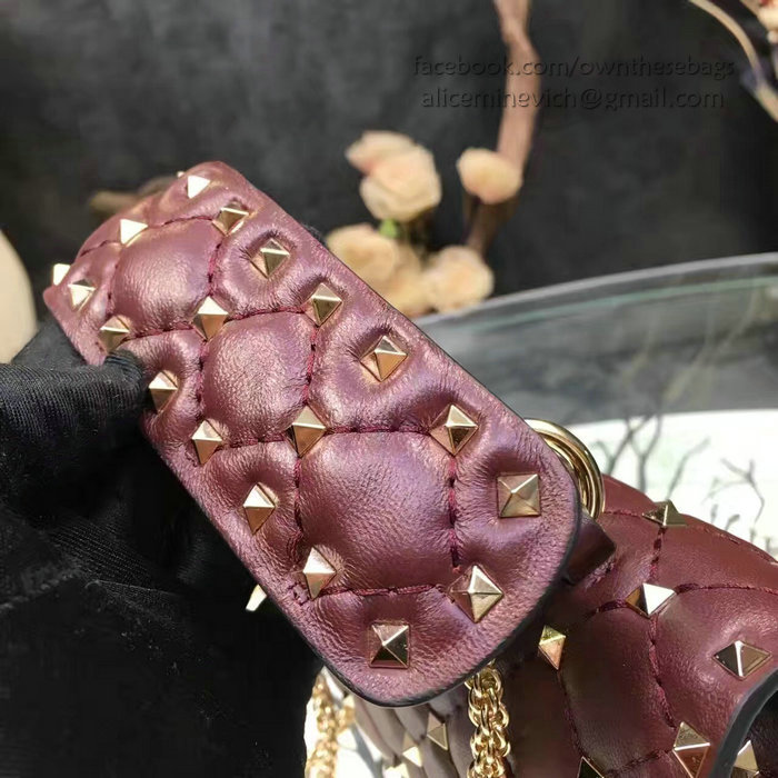 Valentino Garavani Rockstud Spike Small Bag Burgundy Lambskin V281110