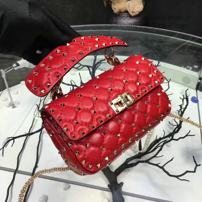 Valentino Garavani Rockstud Spike Small Bag Red Lambskin V281110