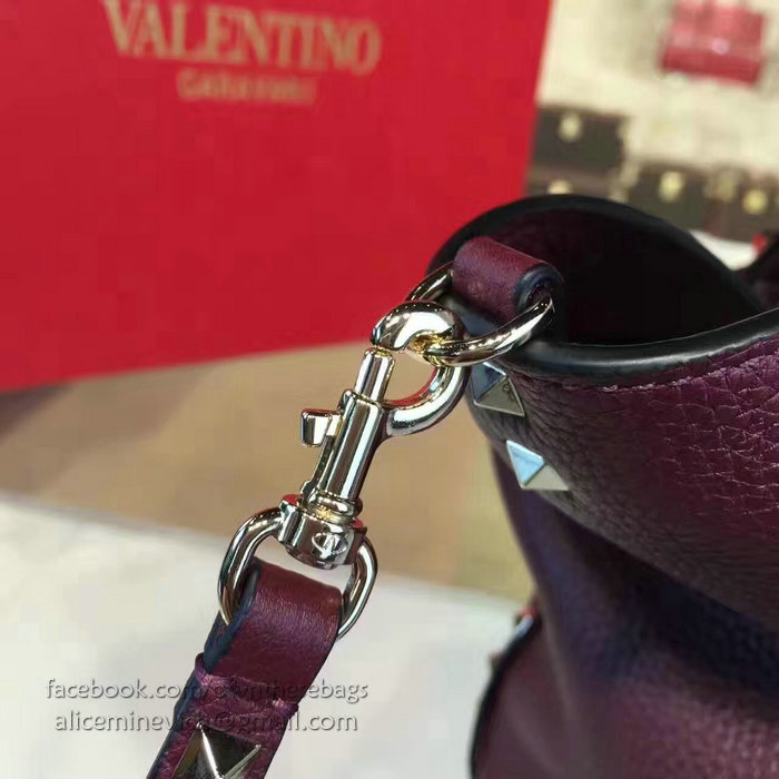 Valentino Rockstud Purple Medium Tote Bag V1125