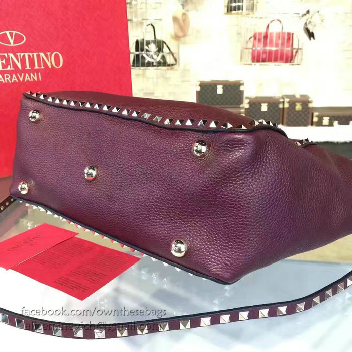 Valentino Rockstud Purple Medium Tote Bag V1125